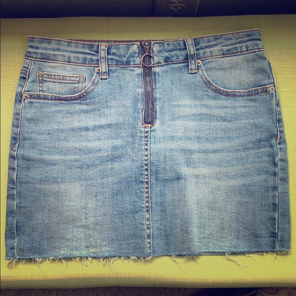 Denim Skirt with Zip-Front